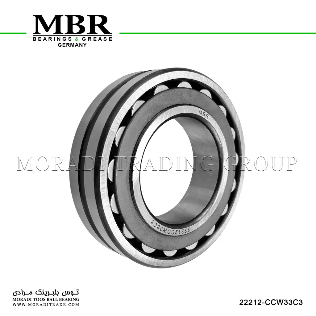 رولبرینگ بشکه‌ای 22212 CCW33C3 MBR | خودتنظیم سنگین با شیار روغن‌کاری و لقی C3