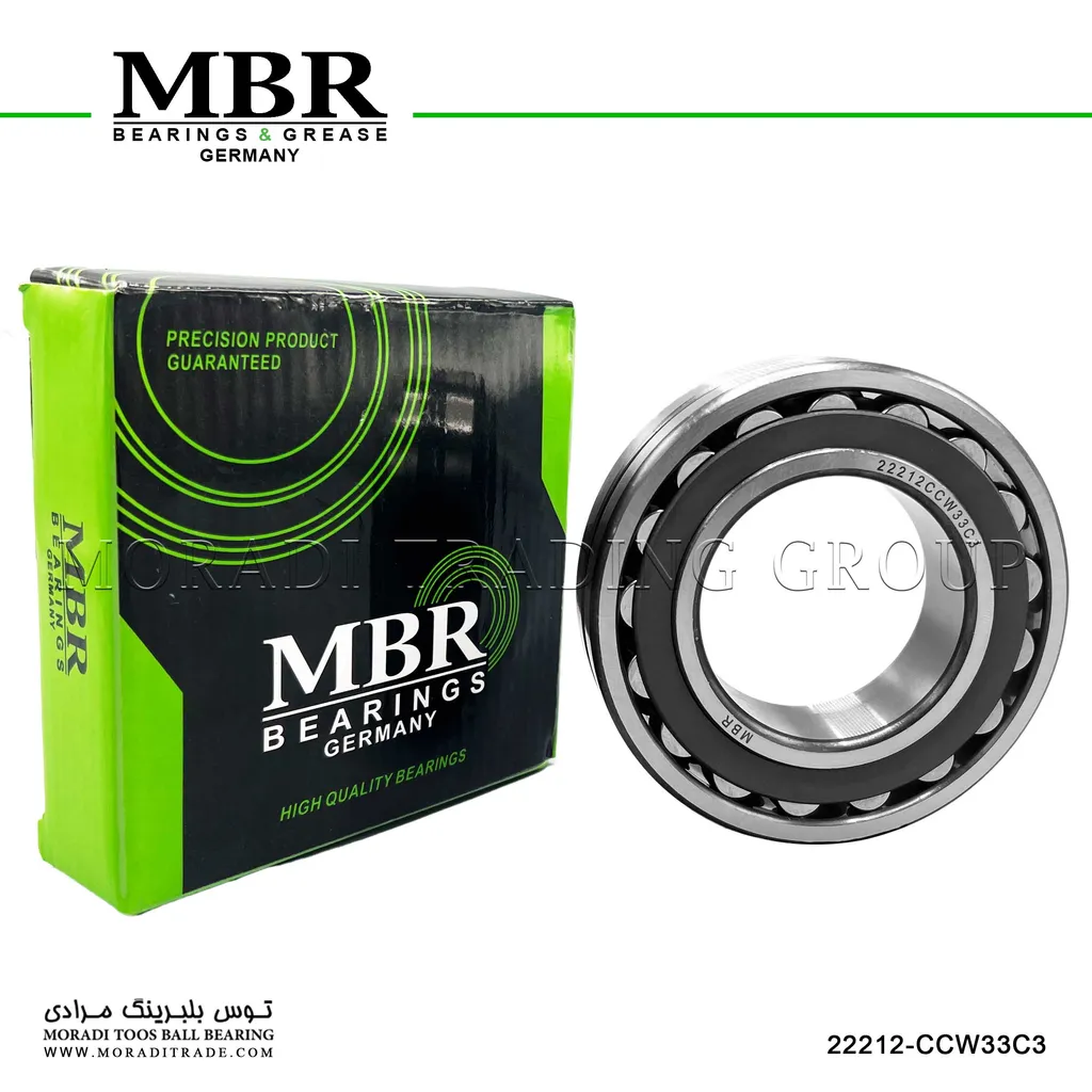 رولبرینگ بشکه‌ای 22212 CCW33C3 MBR | خودتنظیم سنگین با شیار روغن‌کاری و لقی C3